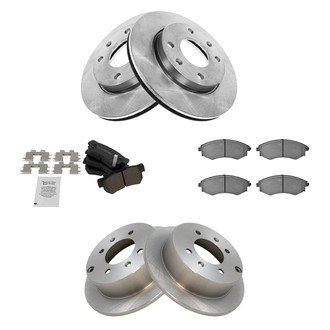 TRQ® - Front and Rear Disc Brake Kit with Semi-Metallic Pads