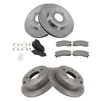 TRQ® - Front and Rear Disc Brake Kit with Semi-Metallic Pads
