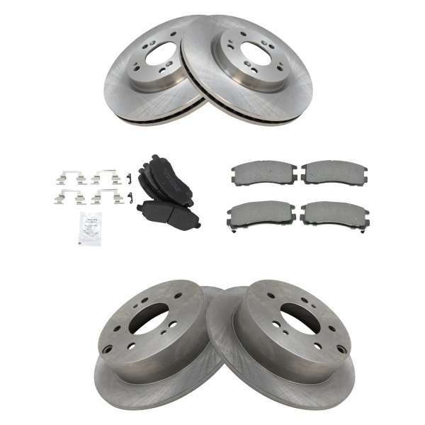 TRQ® - Front and Rear Disc Brake Kit with Semi-Metallic Pads