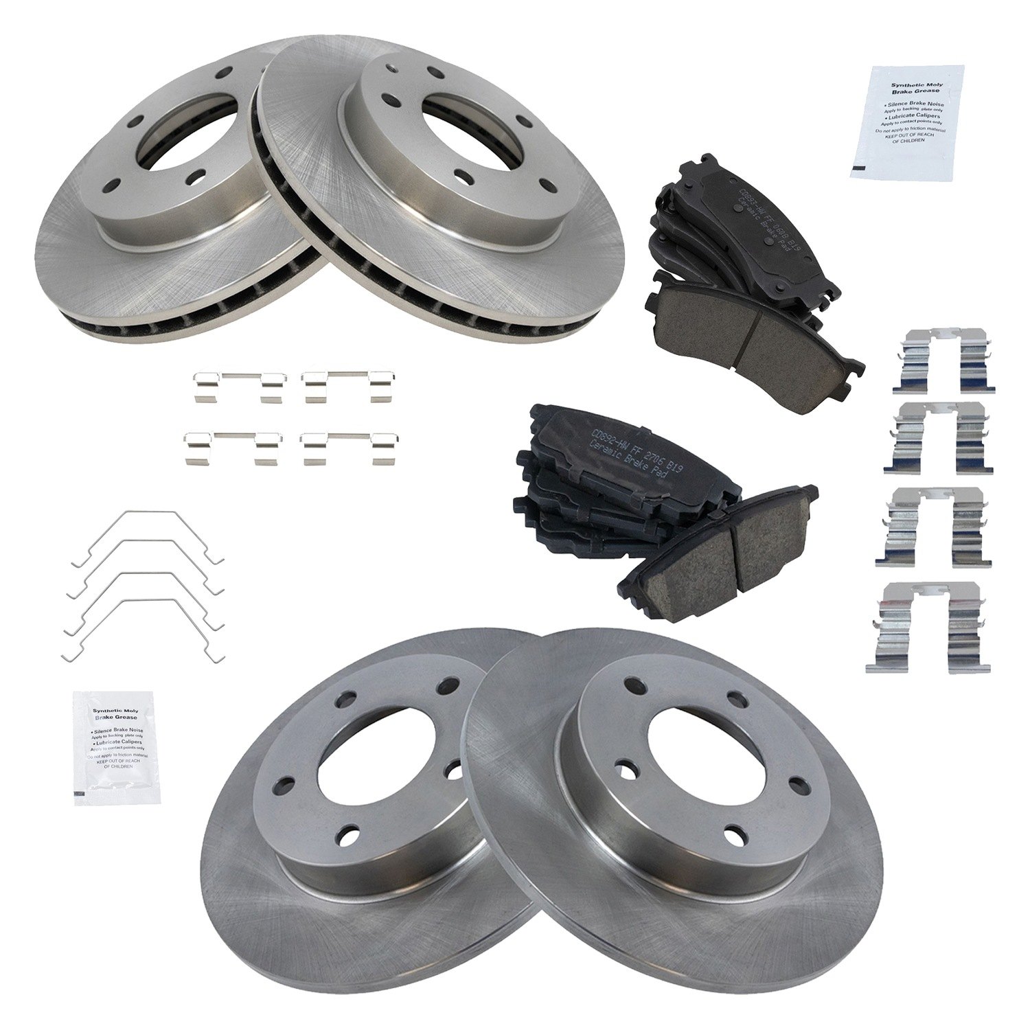 TRQ® BKA11825 - Front and Rear Disc Brake Kit with Ceramic Pads