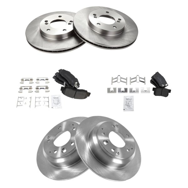 TRQ® - Front and Rear Disc Brake Kit with Semi-Metallic Pads