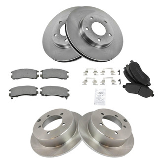 TRQ® - Front and Rear Disc Brake Kit with Semi-Metallic Pads