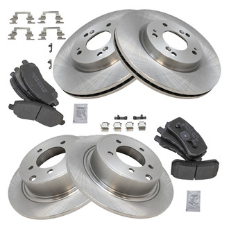 TRQ® - Front and Rear Disc Brake Kit with Semi-Metallic Pads