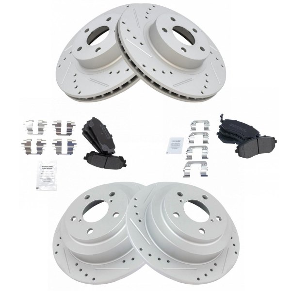 TRQ® - Performance Semi-Metallic Front and Rear Brake Kit