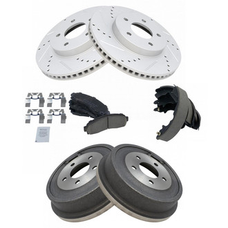 TRQ® - Performance Ceramic Brake Kit with Drum and Shoes