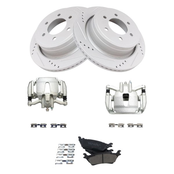 TRQ® - Performance Ceramic Rear Brake Kit with Calipers