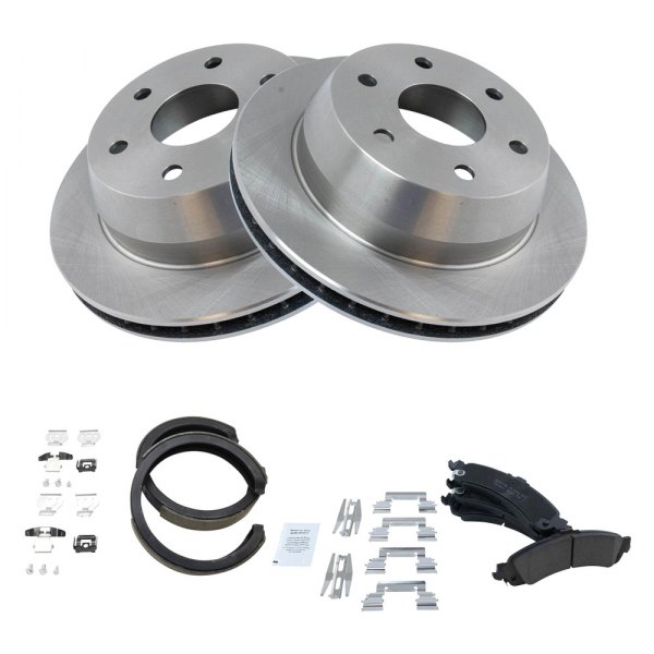 TRQ® - Rear Disc Brake Kit with Ceramic Pads and Shoes