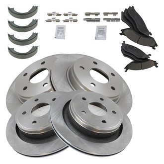 TRQ® - Front and Rear Disc Brake Kit with Ceramic Pads and Shoes