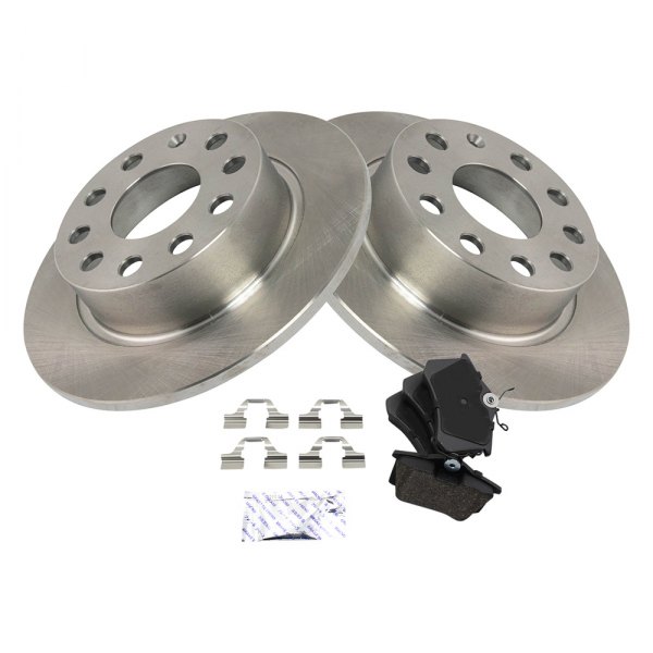 TRQ® - Volkswagen Jetta S with 253mm (9.96) Rear Rotors 2015 Rear Disc Brake  Kit with Ceramic Pads