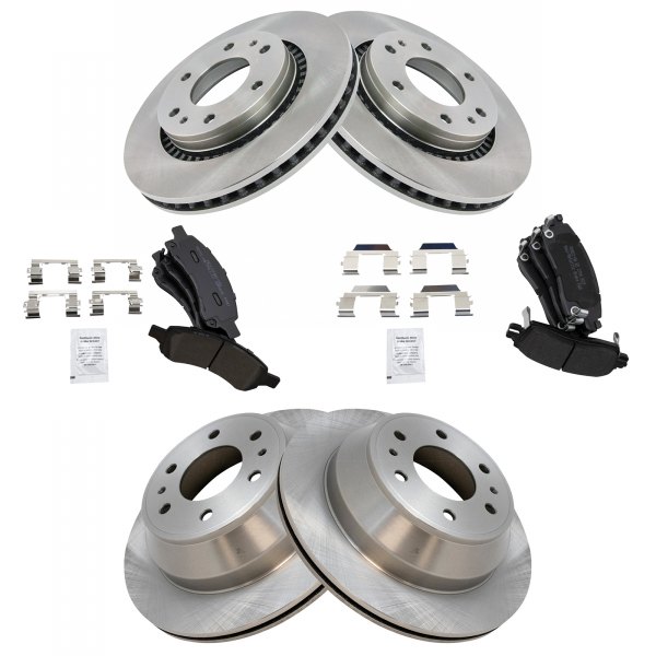 TRQ® - Front and Rear Disc Brake Kit with Semi-Metallic Pads