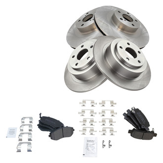 TRQ® - Front and Rear Disc Brake Kit with Semi-Metallic Pads