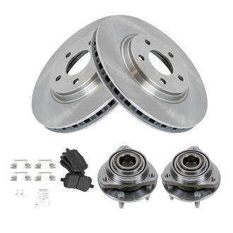 TRQ® - Front Disc Brake Kit with Semi-Metallic Pads and Hub Assemblies