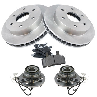 TRQ® - Disc Brake Kit with Semi-Metallic Pads and Hub Assemblies