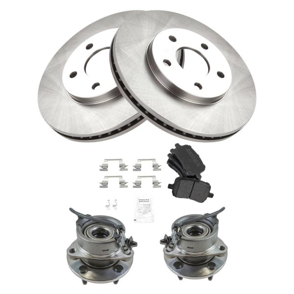 TRQ® - Front Disc Brake Kit with Semi-Metallic Pads and Hub Assemblies