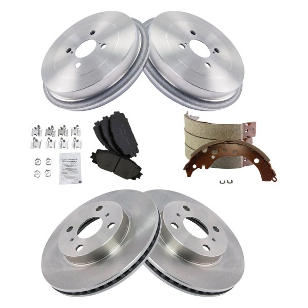 TRQ® - Front and Rear Disc and Drum Brake Kit with Ceramic Pads