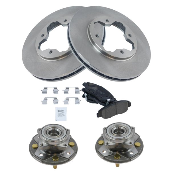 TRQ® - Front Disc Brake Kit with Ceramic Pads and Hub Assemblies