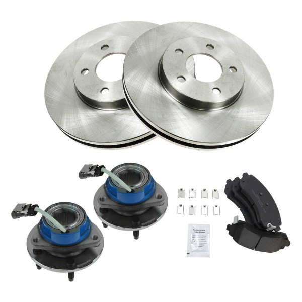 TRQ® - Front Disc Brake Kit with Ceramic Pads and Hub Assemblies