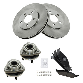 TRQ® - Front Disc Brake Kit with Ceramic Pads and Hub Assemblies