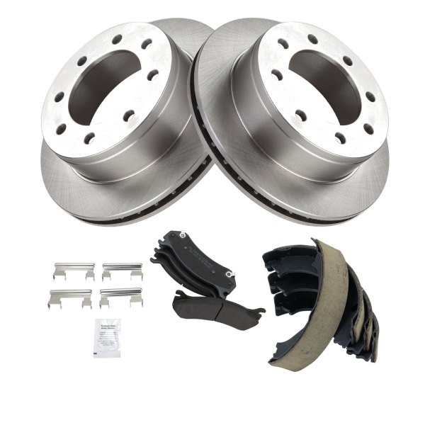 TRQ® - Rear Disc Brake Kit with Semi-Metallic Pads and Shoes