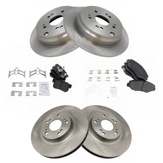 TRQ® - Front and Rear Disc Brake Kit with Semi-Metallic Pads