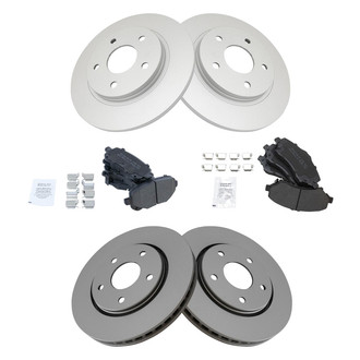 TRQ® - Front and Rear Disc Brake Kit with Semi-Metallic Pads