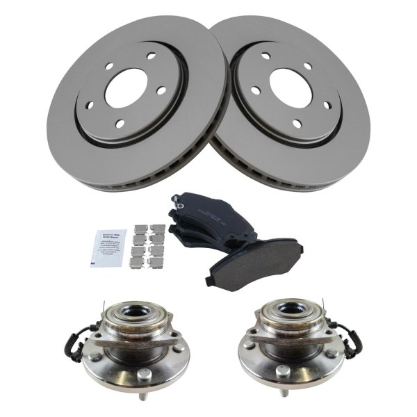 TRQ® - Front Disc Brake Kit with Ceramic Pads and Hub Assemblies