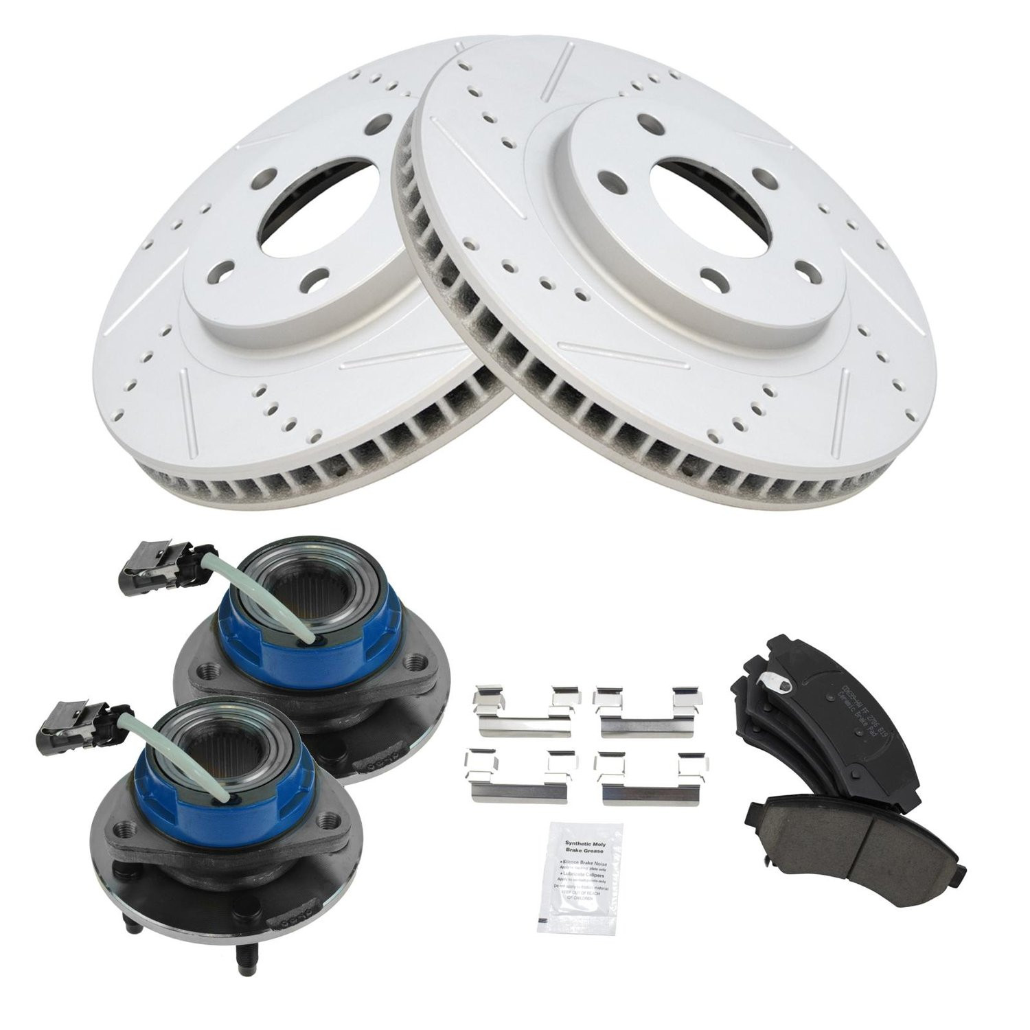 Chevrolet GMC Front Ceramic Premium G-Coated Performance Brake Pad & Rotor Kit With Calipers DIY Solutions Bfs02035