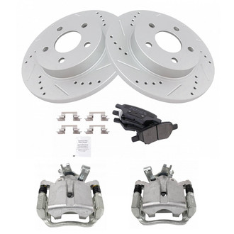 TRQ® - Performance Semi-Metallic Rear Brake Kit with Calipers
