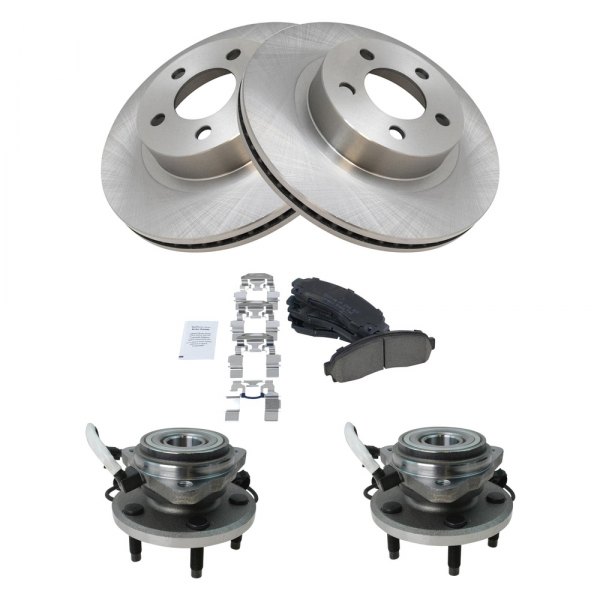 TRQ® - Front Disc Brake Kit with Ceramic Pads and Hub Assemblies