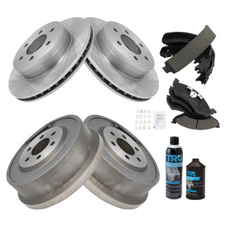 TRQ® - Front and Rear Disc and Drum Brake Kit with Ceramic Pads