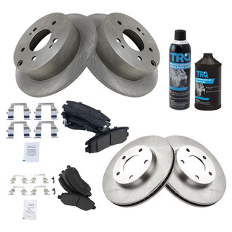 TRQ® - Front and Rear Disc Brake Kit with Semi-Metallic Pads