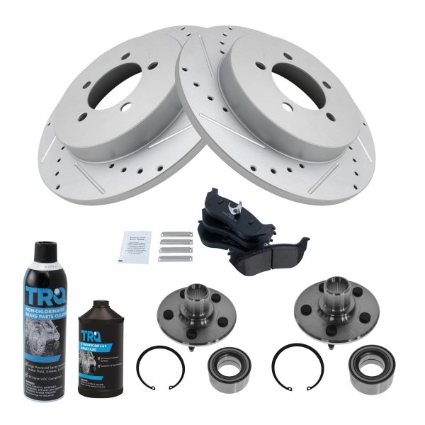 TRQ® - Performance Ceramic Rear Brake Kit with Hub Assemblies