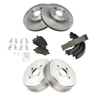 TRQ® - Front and Rear Disc and Drum Brake Kit with Ceramic Pads