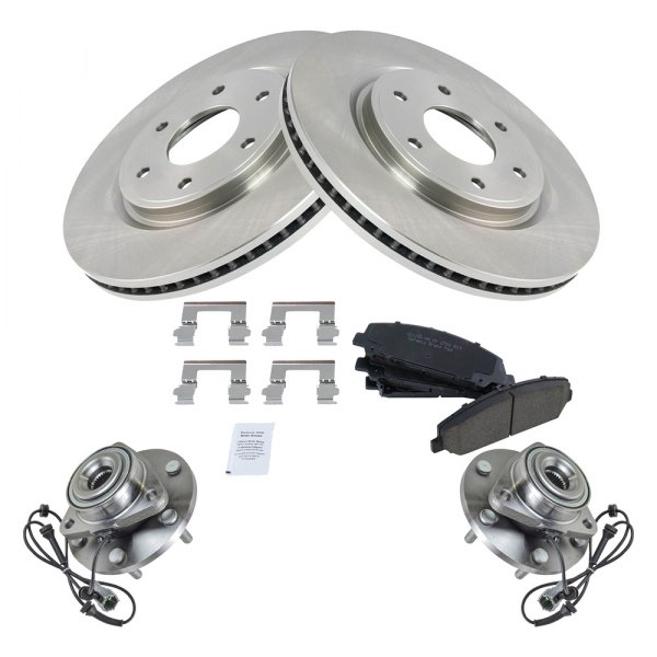 TRQ® - Front Disc Brake Kit with Ceramic Pads and Hub Assemblies