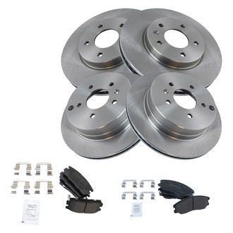 TRQ® - Front and Rear Disc Brake Kit with Semi-Metallic Pads