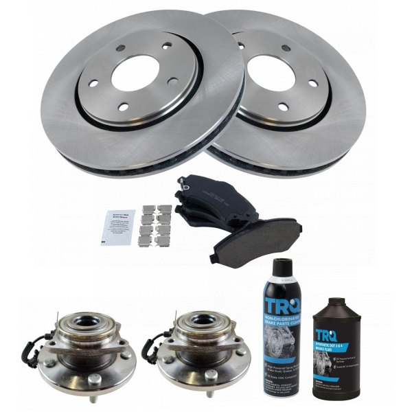 TRQ® - Front Disc Brake Kit with Ceramic Pads and Hub Assemblies