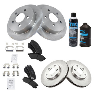 TRQ® - Front and Rear Disc Brake Kit with Semi-Metallic Pads