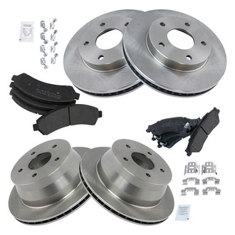 TRQ® - Front and Rear Disc Brake Kit with Semi-Metallic Pads