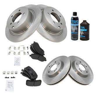 TRQ® - Front and Rear Disc Brake Kit with Semi-Metallic Pads