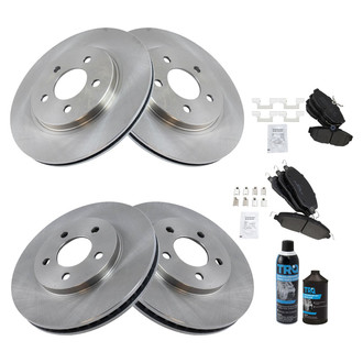 TRQ® - Front and Rear Disc Brake Kit with Semi-Metallic Pads