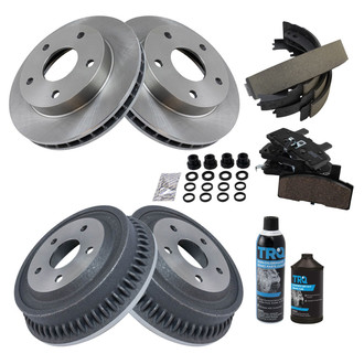 TRQ® - Front and Rear Disc and Drum Brake Kit with Ceramic Pads