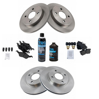 TRQ® - Front and Rear Disc Brake Kit with Semi-Metallic Pads