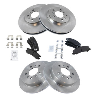 TRQ® - Front and Rear Disc Brake Kit with Semi-Metallic Pads