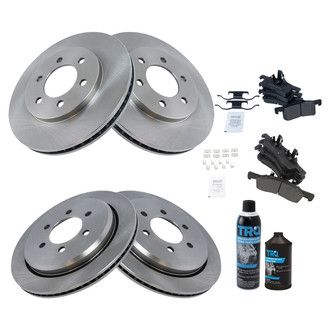 TRQ® - Front and Rear Disc Brake Kit with Semi-Metallic Pads