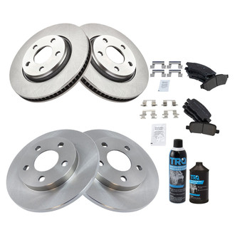 TRQ® - Front and Rear Disc Brake Kit with Semi-Metallic Pads