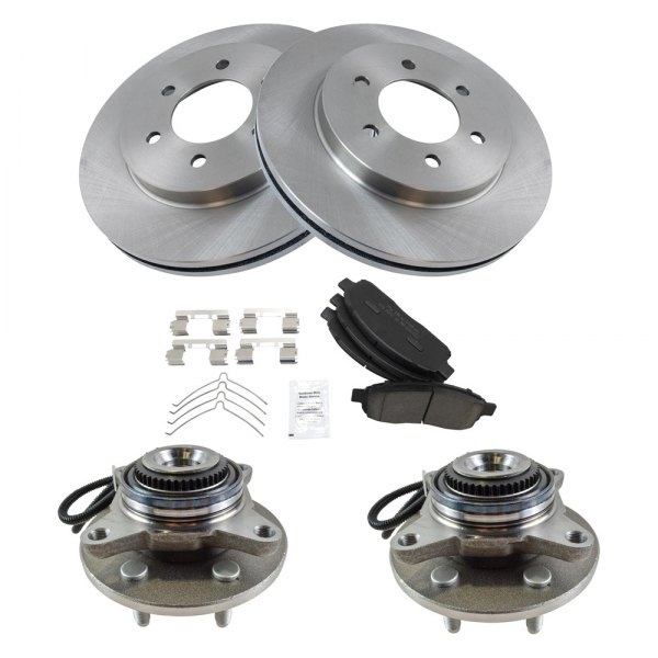 TRQ® - Front Disc Brake Kit with Ceramic Pads and Hub Assemblies