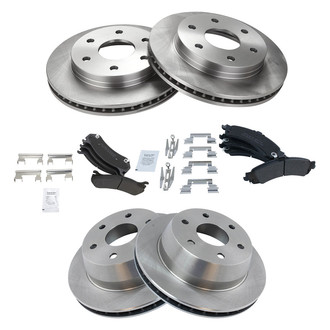 TRQ® - Front and Rear Disc Brake Kit with Semi-Metallic Pads