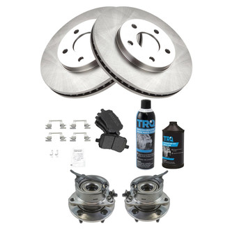 TRQ® - Front Disc Brake Kit with Semi-Metallic Pads and Hub Assemblies