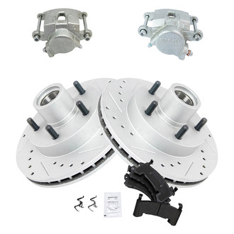 TRQ® - Performance Semi-Metallic Front Brake Kit with Calipers