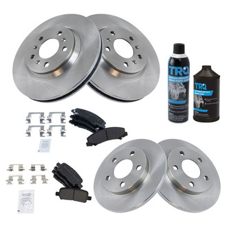TRQ® - Front and Rear Disc Brake Kit with Semi-Metallic Pads
